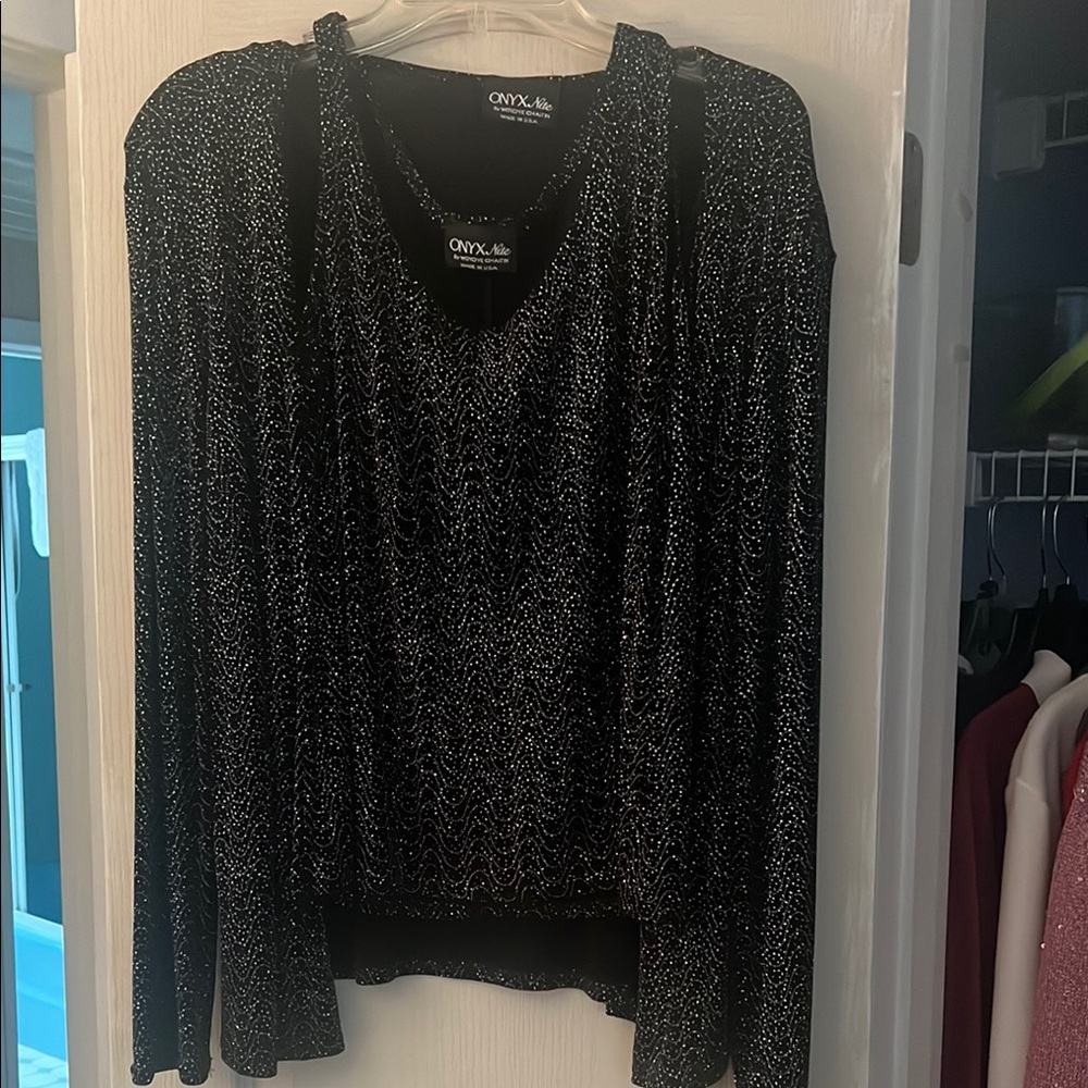 Onyx Nite Black and Silver Glitter Top